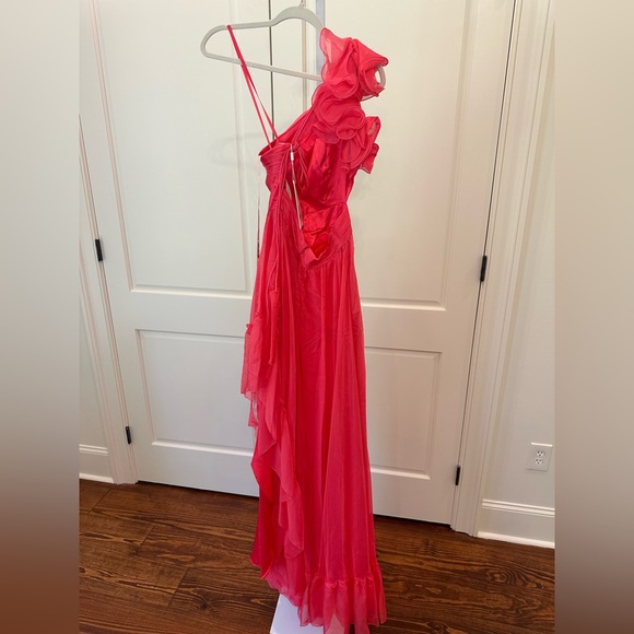 Mac Duggal One Shoulder Ruffle Cut Out Asymmetrical High-Low Gown 67989 - Picture 6 of 11